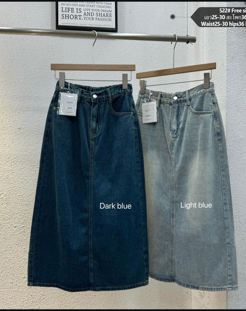 Ladies BackSlit Denim Skirts